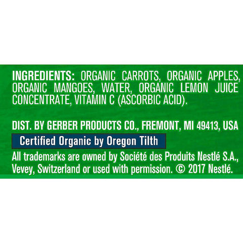 Gerber 2nd Foods Organic Carrot Apples and Mangoes Baby Food, 3.5 Ounce -- 12 per case.