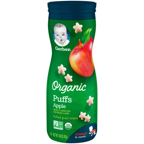 Gerber Puffs Organic Apple Baby Snack, 48 Ounce -- 6 per case.