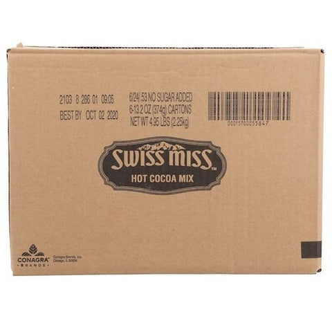 Swiss Miss No Sugar Added Milk Chocolate Flavor Hot Cocoa Mix, 13.2 Ounce -- 6 per case