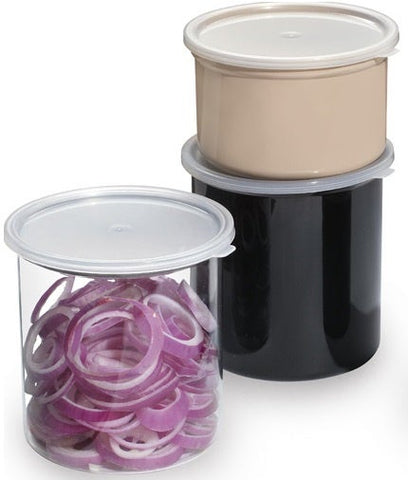 GET Enterprises SAN Plastic Black Round Crock with Lid, 4 inch Deep -- 12 per case
