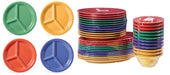 GET Enterprises Diamond Mardi Gras Melamine Assorted Colors 3 Compartment Plate, 10.25 inch -- 12 per case