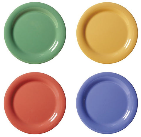GET Enterprises Diamond Mardi Gras Melamine Assorted Colors Narrow Rim Plate, 10.5 inch -- 12 per case