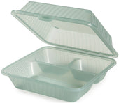 GET Enterprises Eco Takeouts Polypropylene Jade 3 Compartment Food Container, 9 x 9 inch -- 12 per case