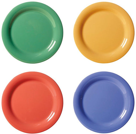 GET Enterprises Diamond Mardi Gras Melamine Assorted Colors Narrow Rim Plate, 9 inch -- 24 per case