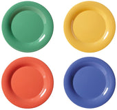 GET Enterprises Diamond Mardi Gras Melamine Assorted Color Wide Rim Plate, 6.5 inch -- 48 per case