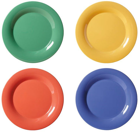 GET Enterprises Diamond Mardi Gras Melamine Assorted Color Wide Rim Plate, 6.5 inch -- 48 per case