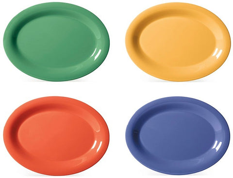 GET Enterprises Diamond Mardi Gras Melamine Assorted Colors Oval Platter, 12 x 9 inch -- 12 per case
