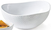 GET Enterprises Coralline Melamine White Weave Texture Freestyle Triangle Bowl, 3 Quart -- 3 per case