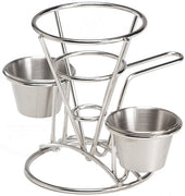 GET Enterprises Stainless Steel Fry Cone with 2 Holders and Handle, 4.25 inch Dia -- 12 per case