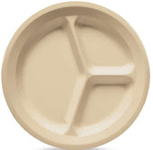 GET Enterprises SuperMel Melamine Tan Three Compartment Plate, 10 inch -- 12 per case