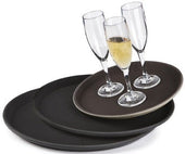 GET Enterprises Polypropylene Black Round Non Skid Tray, 14 inch -- 12 per case