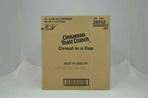 General Mills Cinnamon Toast Crunch Cereal, 2 Ounce In A Cup -- 60 per case.