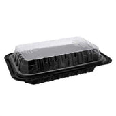 Pactiv Polypropylene Black Base Hot Fried Food Display Takeout Container with Clear Dome Lid, 24 Ounce Capacity -- 105 per case