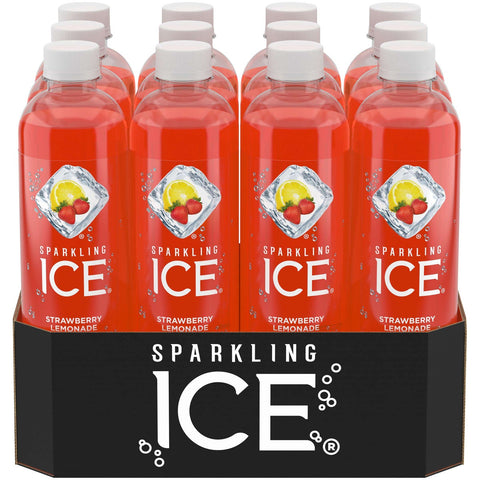 Sparkling Ice Strawberry Lemonade Sparkling Water, 17 Fluid Ounce Bottle -- 12 per case