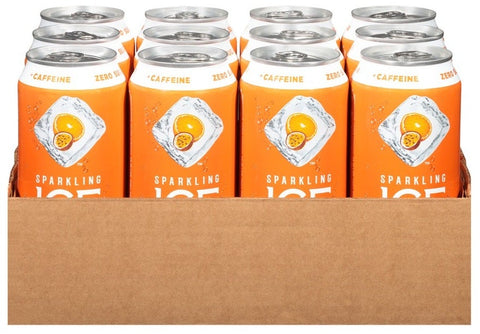 Sparkling Ice Caffeine Orange Passionfruit Sparkling Water, 16 Fluid Ounce Can -- 12 per case.