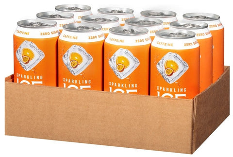 Sparkling Ice Caffeine Orange Passionfruit Sparkling Water, 16 Fluid Ounce Can -- 12 per case.