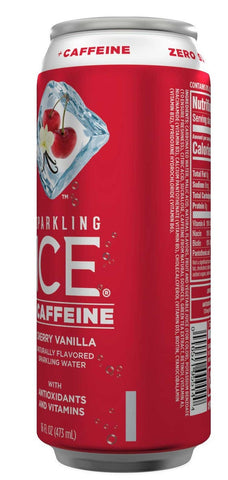 Sparkling Ice Plus Caffeine Cherry Vanilla Naturally Flavored Sparkling Water with Antioxidants and Vitamins, 16 Fluid Ounce -- 12 per case