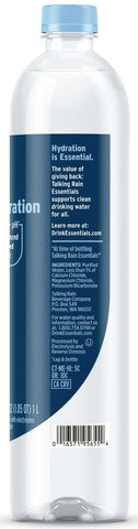 Talking Rain Essentials Hydration Enhanced Ionized Water, 33.8 Fluid Ounce -- 12 per case