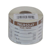 National Checking DateIt Item Date Use By Thursday Removable Food Safety Label Roll, 500 count per roll.