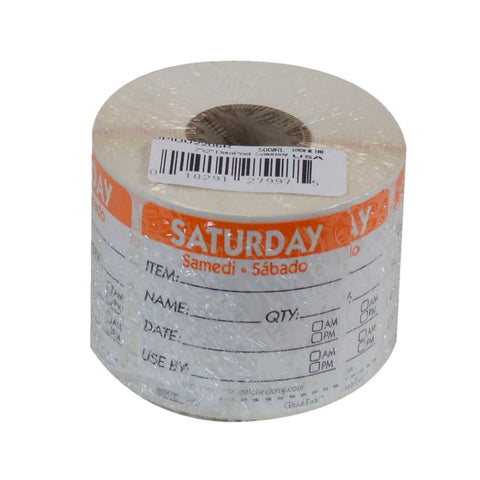 National Checking DateIt Item Date Use By Saturday Removable Food Safety Label Roll, 500 count per roll.