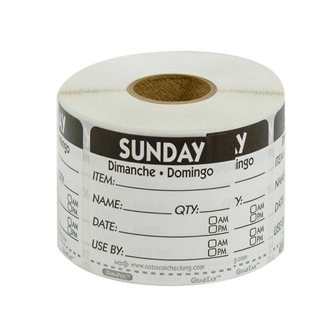 National Checking DateIt Item Date Use By Sunday Removable Food Safety Label Roll, 500 count per roll.