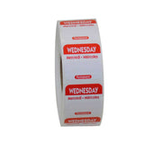 National Checking Company Dateit Red Trilingual Permanent Label - Wednesday, 1 x 1 inch -- 1000 per case.