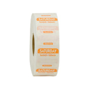 National Checking Company Dateit Orange Trilingual Permanent Label - Saturday, 1 x 1 inch -- 1000 per case.