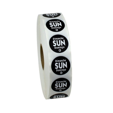 National Checking Company Dateit Black Trilingual Removable Label - Sunday, 0.75 inch Circle -- 2000 per case.