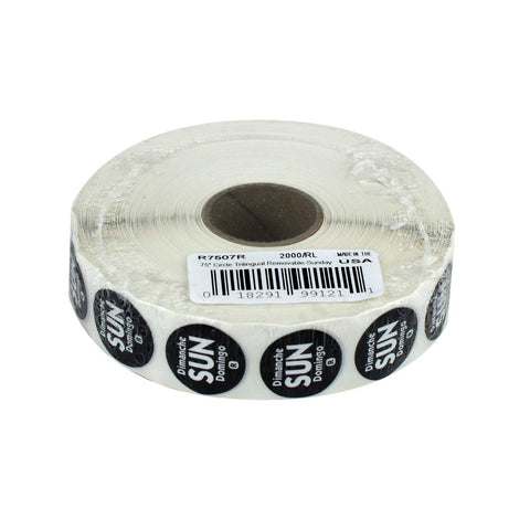 National Checking Company Dateit Black Trilingual Removable Label - Sunday, 0.75 inch Circle -- 2000 per case.