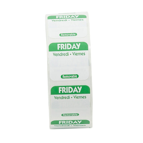 National Checking Company Dateit Green Trilingual Removable Label - Friday, 1 x 1 inch -- 1000 per case.