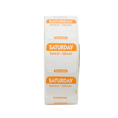 National Checking Company Dateit Orange Trilingual Removable Label - Saturday, 1 x 1 inch -- 1000 per case.