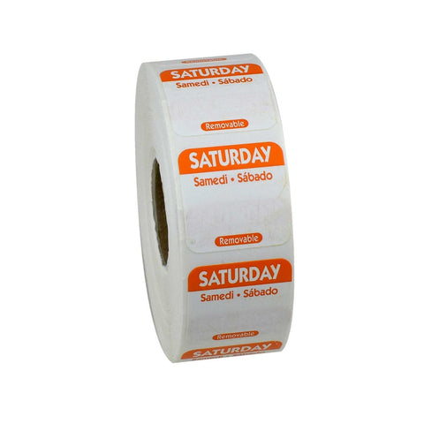 National Checking Company Dateit Orange Trilingual Removable Label - Saturday, 1 x 1 inch -- 1000 per case.