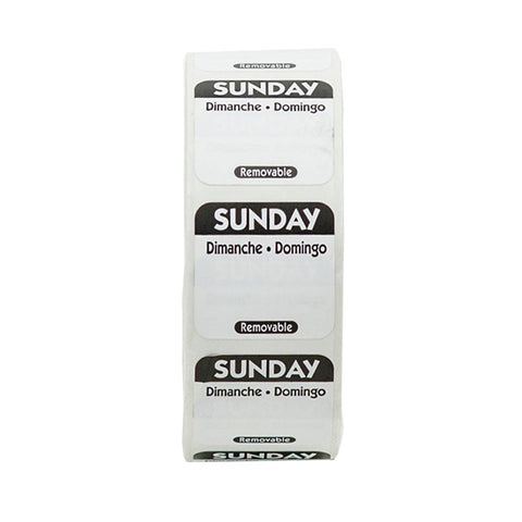 National Checking Company Dateit Black Trilingual Removable Label - Sunday, 1 x 1 inch -- 1000 per case.