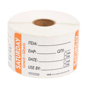 National Checking Company Dateit Orange Trilingual Item/Date/Use By Removable Label - Saturday, 2 x 3 inch -- 500 per case.