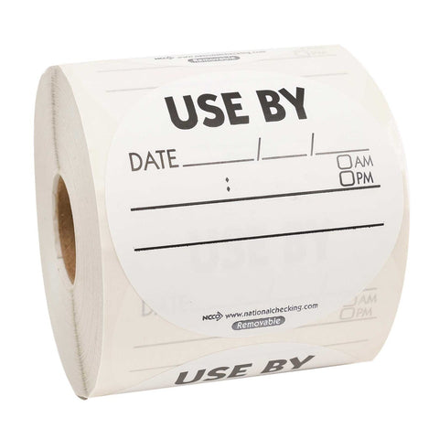 National Checking Company Use By Removable Label, 3 inch Circle -- 500 per case.