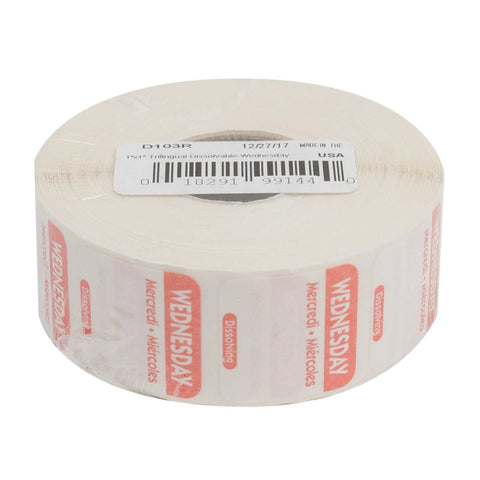 National Checking Company Dateit Red Trilingual Dissolvabel Label - Wednesday, 1 x 1 inch -- 1000 per case.