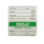National Checking Company Dateit Trilingual Item/Date/Use By Dissolvabel Label - Friday, 2 x 2 inch -- 6000 per case.