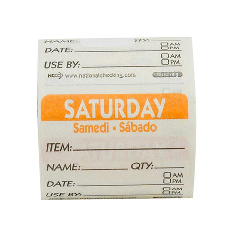National Checking Saturday Trilingual By Dissolvable Label, 2 x 2 inch -- 250 per case.