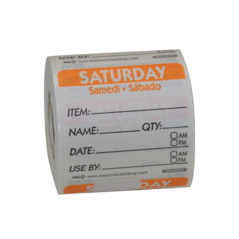 National Checking Saturday Trilingual By Dissolvable Label, 2 x 2 inch -- 250 per case.
