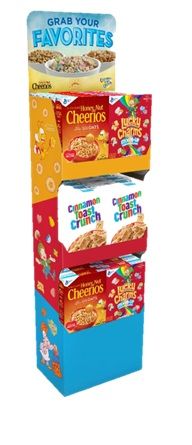General Mills Cinnamon Toast Crunch Honey Nut Cheerios and Lucky Charms Box Cereal, 11.1 Ounce -- 30 per case.