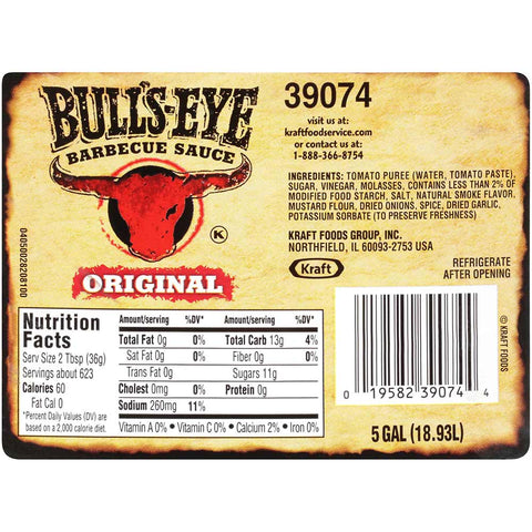 Bull's-Eye Original Barbecue Sauce, 5 Gallon