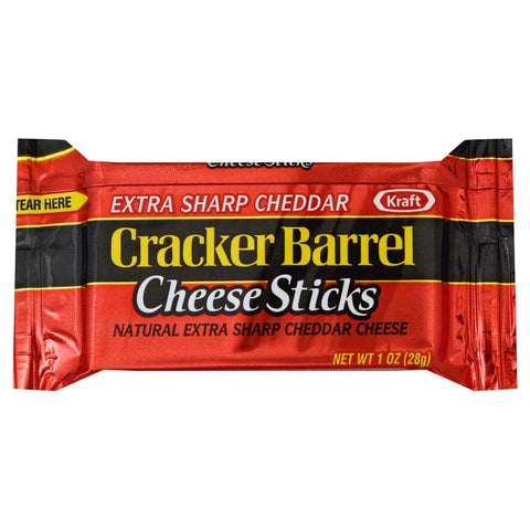 Kraft Cracker Barrel Cheese Stick - Extra Sharp Cheddar - 1 Ounce,14 per pack -- 6 packs per case.
