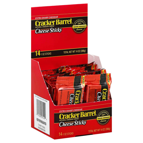Kraft Cracker Barrel Cheese Stick - Extra Sharp Cheddar - 1 Ounce,14 per pack -- 6 packs per case.
