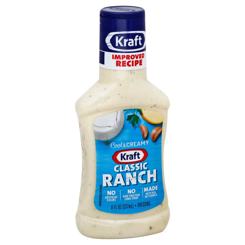 Kraft Classic Ranch Dressing, 8 Fluid Ounce -- 9 per case.