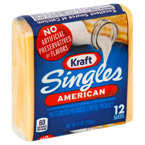 Kraft American Sliced Cheese, 8 Ounce -- 12 per case.