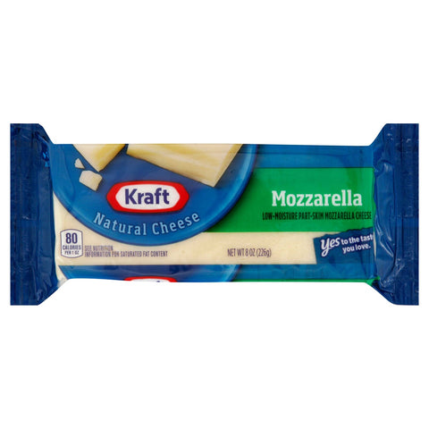 Kraft Mozzarella Low Moisture Chunk Cheese, 8 Ounce -- 12 per case.