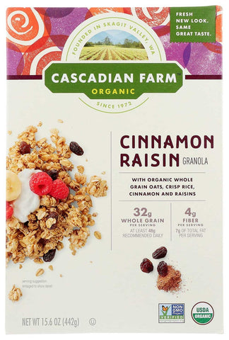 Cascadian Farm Organic Cinnamon Raisin Granola, 15.6 Ounce -- 6 per case.