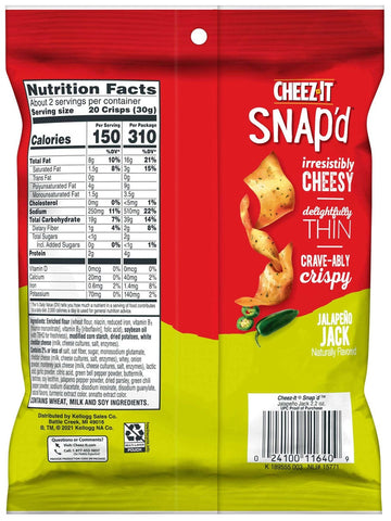 Kelloggs Cheez It Jalapeno Jack Cracker, 2.2 Ounce -- 6 per case