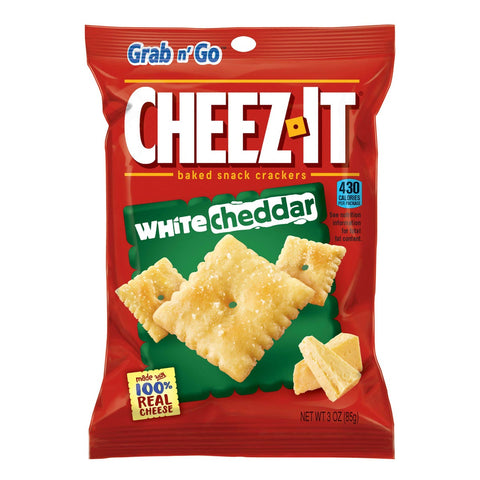 Cheez-It White Cheddar Baked Snack Crackers - 3 oz. bag, 18 per case