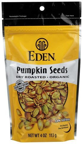 Eden Foods Organic Dry Roasted and Salted Pumpkin Seed, 4 Ounce -- 15 per case.
